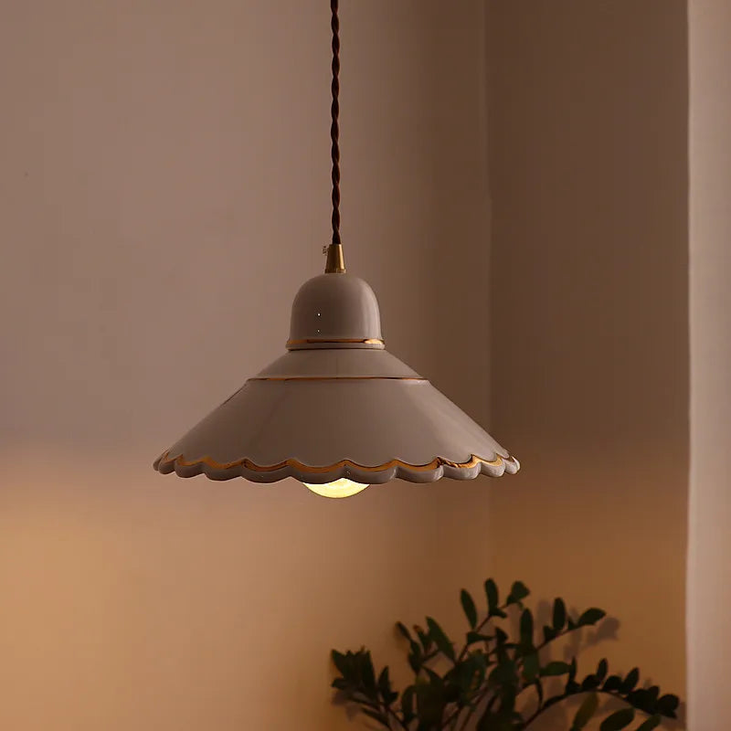 Afralia™ LED Pendant Lamp Modern Style Home Lighting Living Room Study Bar White Flower Ceramic