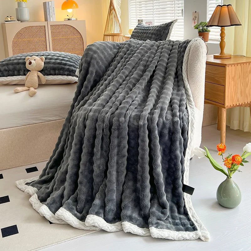 Afralia™ Cozy Faux Rabbit Fur Throw Blanket for Sofa & Bed, 200X230cm