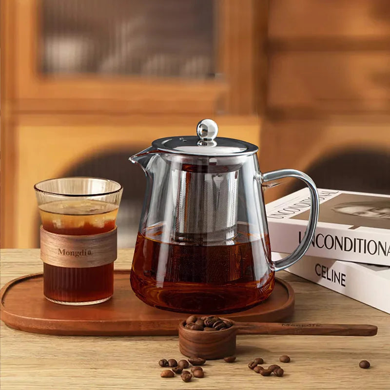Afralia™ Glass Tea Jug Set with Filter, Teacup, and High-Temperature Resistant Kettle