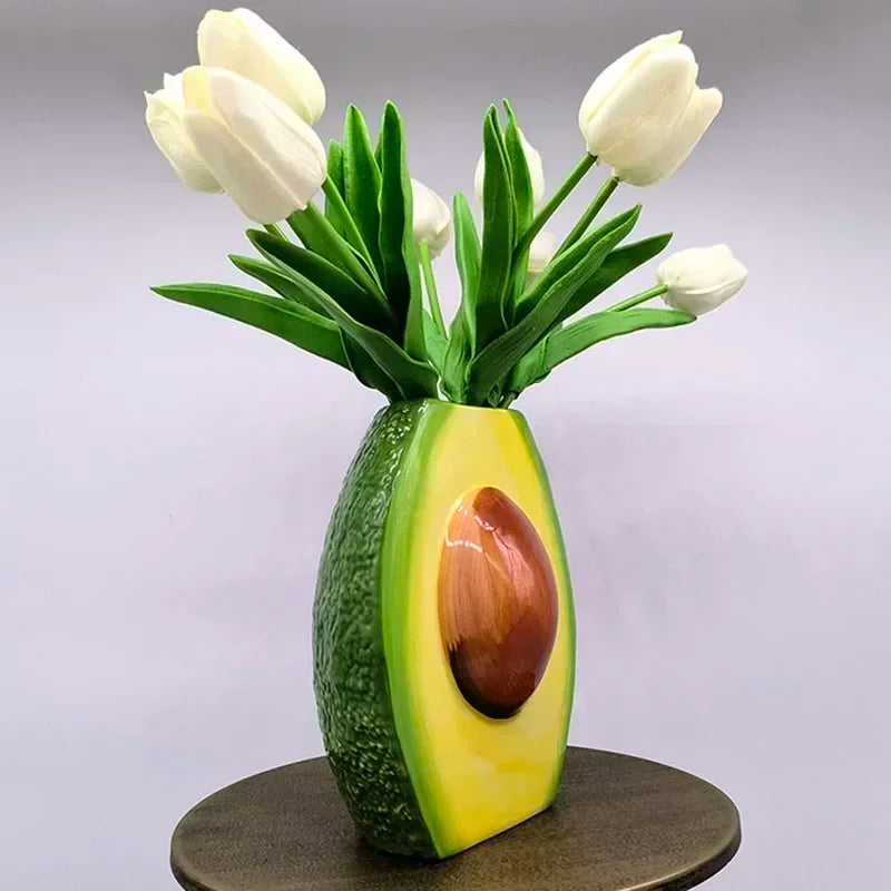 Afralia™ Avocado Ceramic Vase: Unique Flower Arrangement Pot Home Decor Craft Pots