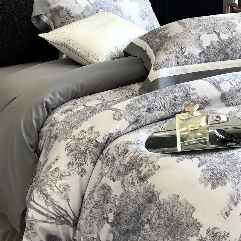 Afralia™ Jungle Print Flowers Bedding Set: Silky Soft Duvet Cover, Sheet Set, Pillowcase