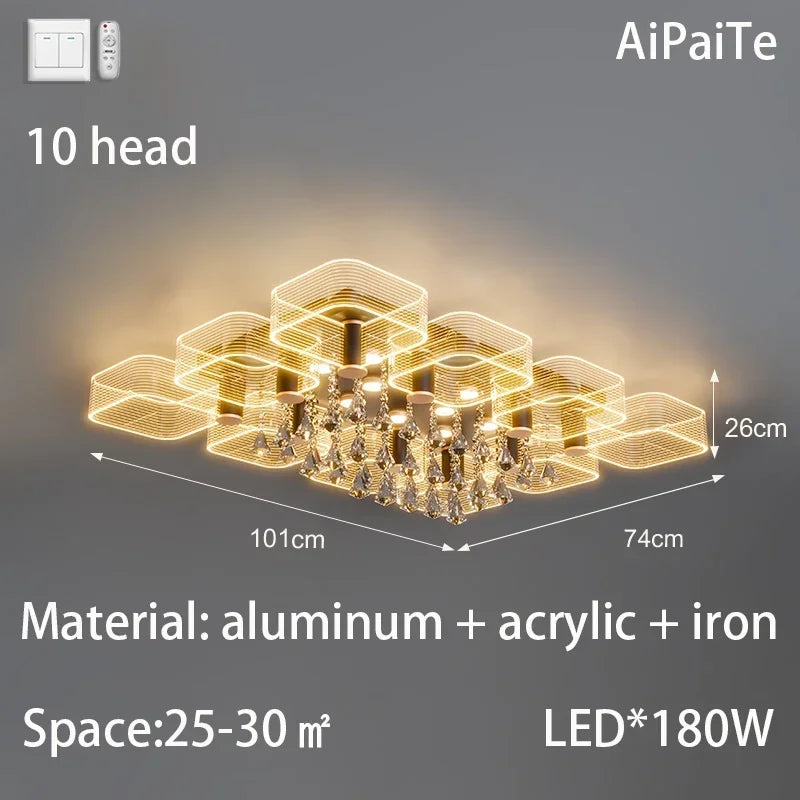Afralia™ Acrylic Lustre Chandelier for Living Room, Bedroom, Kitchen - Hanging Ceiling Lamps