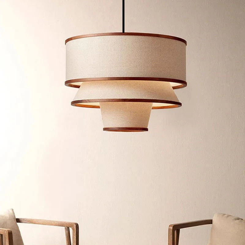 Afralia™ Wabi Sabi Fabric Ceiling Chandelier LED Pendant Lamp for Living Dining Room