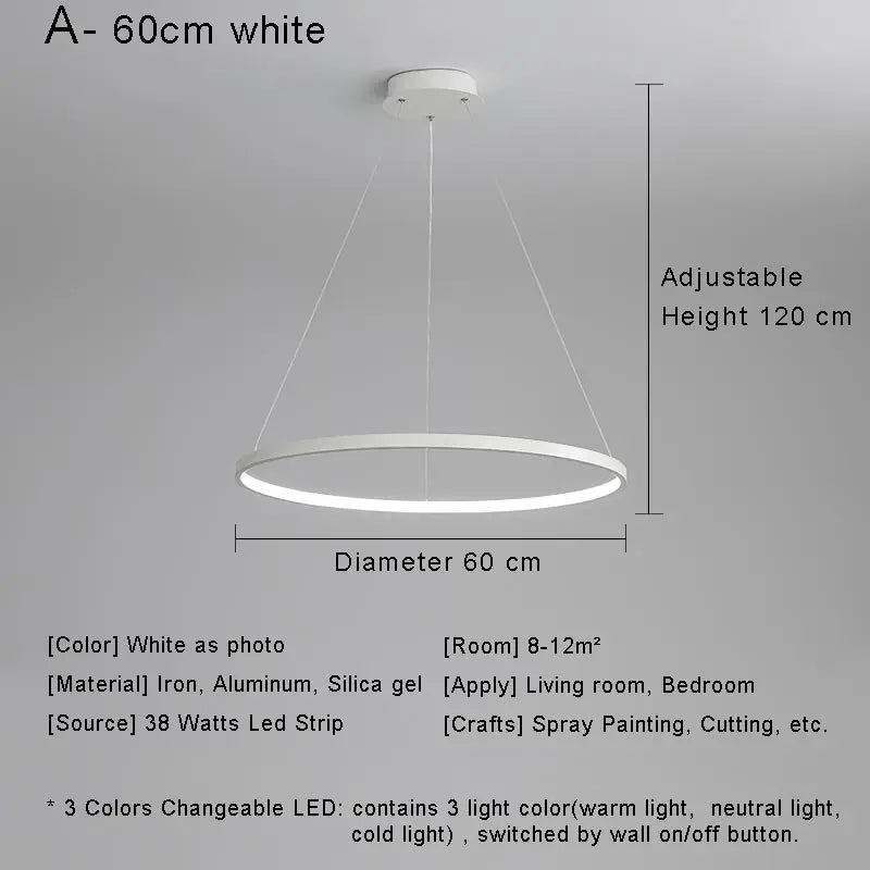 Afralia™ Modern Black Ring LED Pendant Light Chandelier for Home Decoration