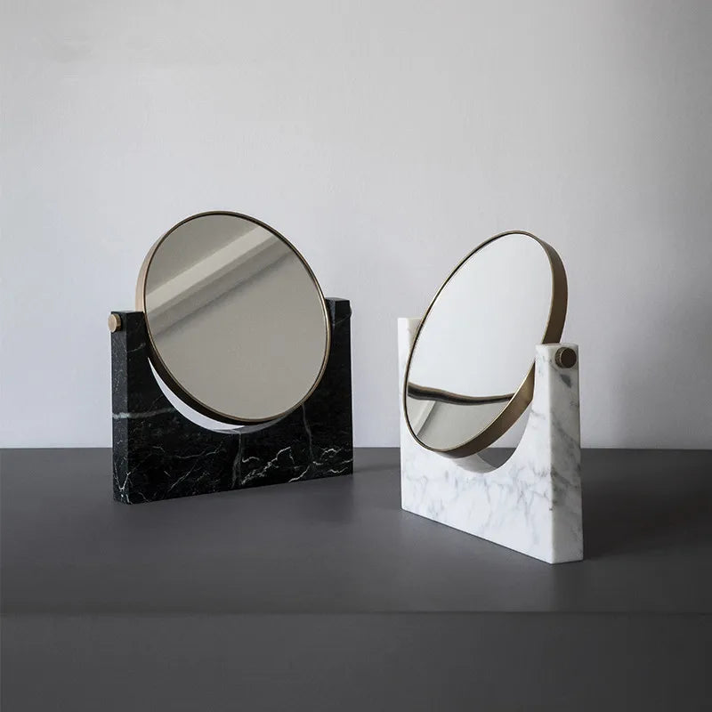 Afralia™ Marble Makeup Vanity Mirror with 3X Magnifier Stand