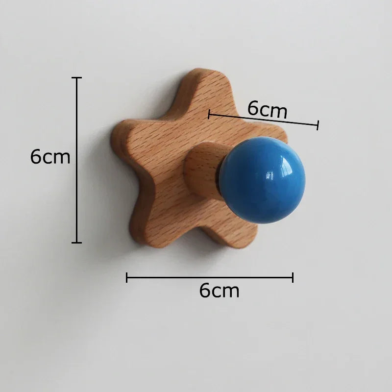 Afralia™ Star Wood Hook Wall Storage Holder Shelves