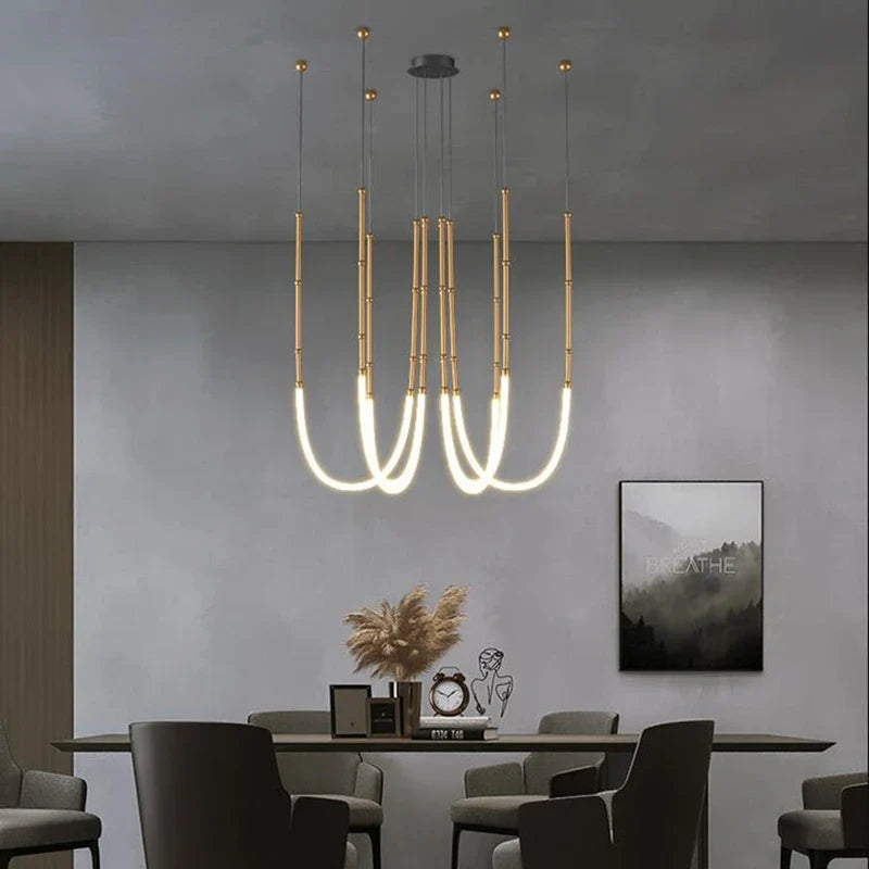 Afralia™ Linear Chandelier Modern Leda Pendant Light for Dining & Living Room