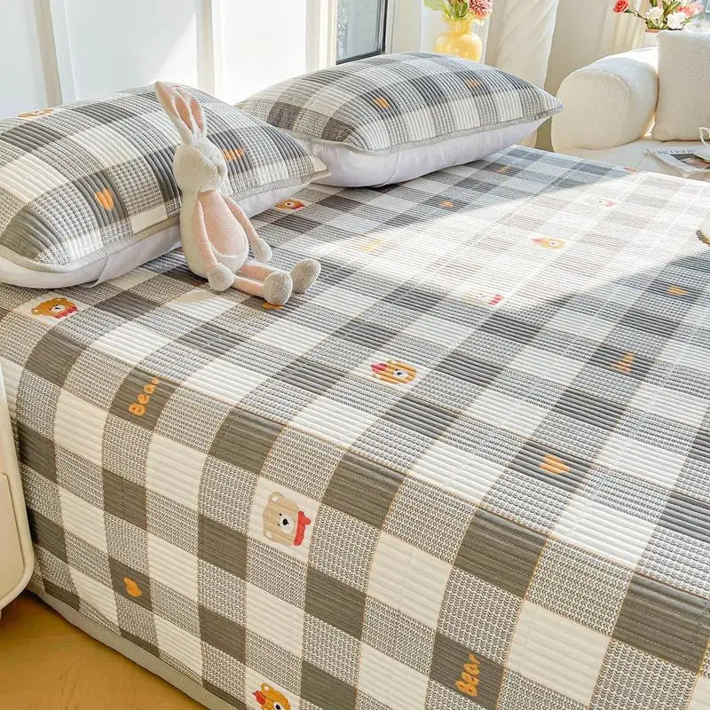 Afralia™ Cartoon Small Fresh Washed Cotton Bed Sheets Bedspread