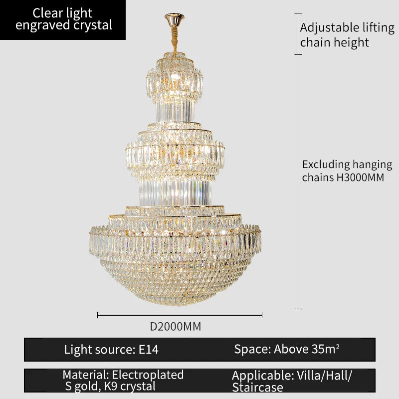 Afralia™ Crystal Duplex Decorative Luxury Lighting for Hotel Lobbies and Living Rooms