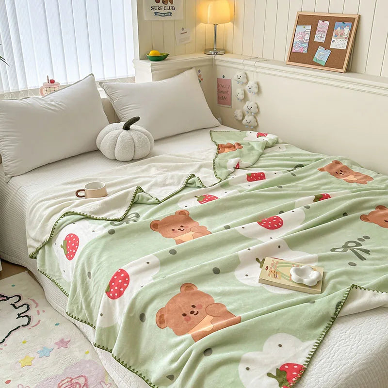 Afralia™ Cozy Milk Velvet Blanket: Cute Pattern, Warm, Multi-Functional Sofa & Travel Shawl