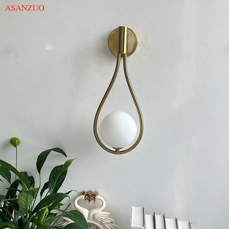 Afralia™ Brass Wall Sconce Glass Ball Modern LED Lighting