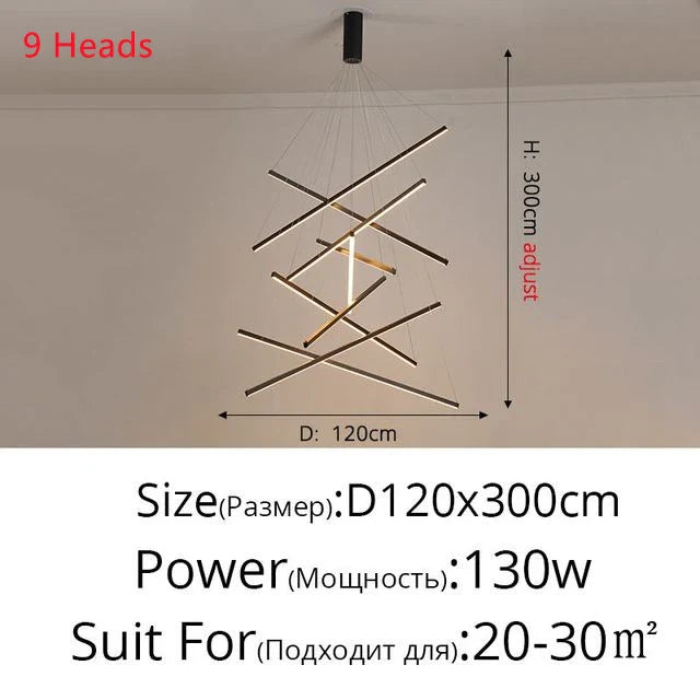 Afralia™ Aluminum Ceiling Chandelier with Changeable LED Shape for Stairway and Living Room