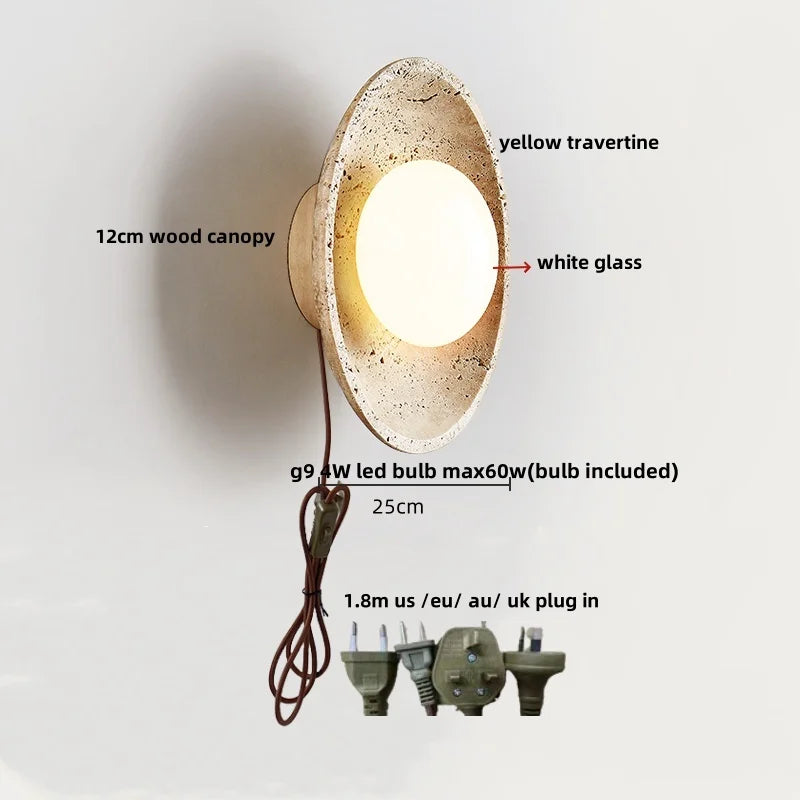 Afralia™ Travertine LED Wall Light - Modern Nordic Design for Hotel Dining Room