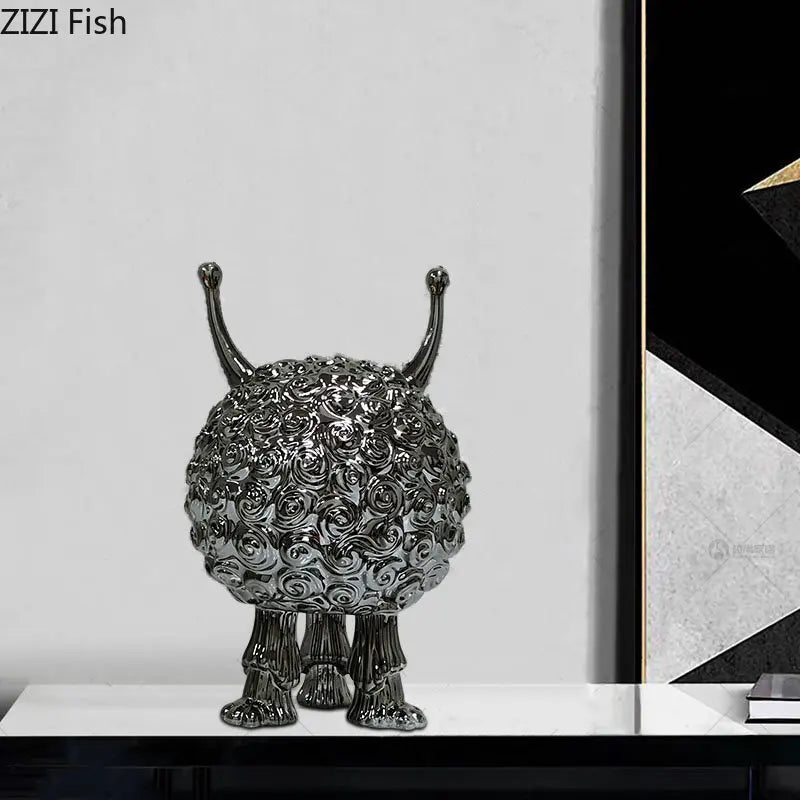 Fluffy Monster Statue Ornament for Modern Home Decor by Afralia™