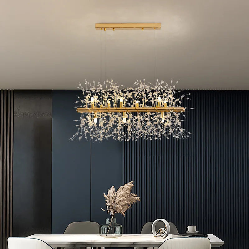 Afralia™ Dandelion LED Chandelier, Modern Crystal Stainless Steel Ceiling Light