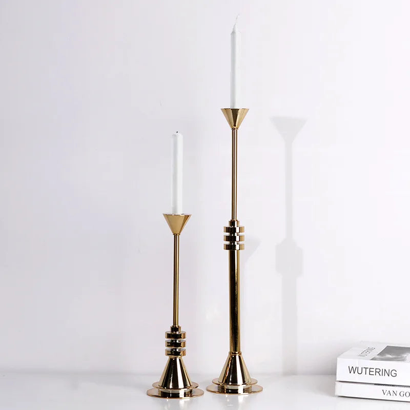 Afralia™ Gold Geometric Candle Holder Candelabrum for Wedding Centerpieces and Home Decoration