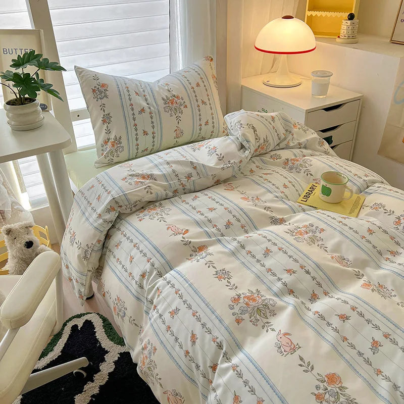 Afralia™ Cartoon Printed Bedding Sets: Super-Soft, Skin Friendly, Summer Bed Sheet, Duvet Cover, Pillowcases