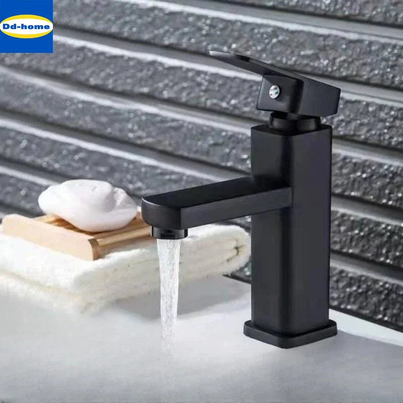 Afralia™ Black Basin Faucet Two-in-One Hot Cold Mixer for Bathroom Sink