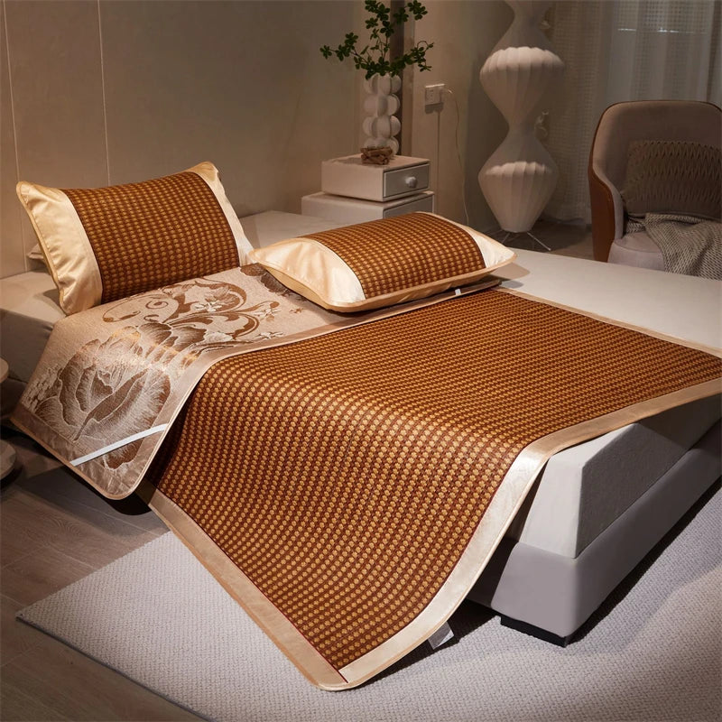 Afralia™ Cooling Rattan Mat & Pillowcase Set - Dual-Sided Thicker  Bed Pad for Summer