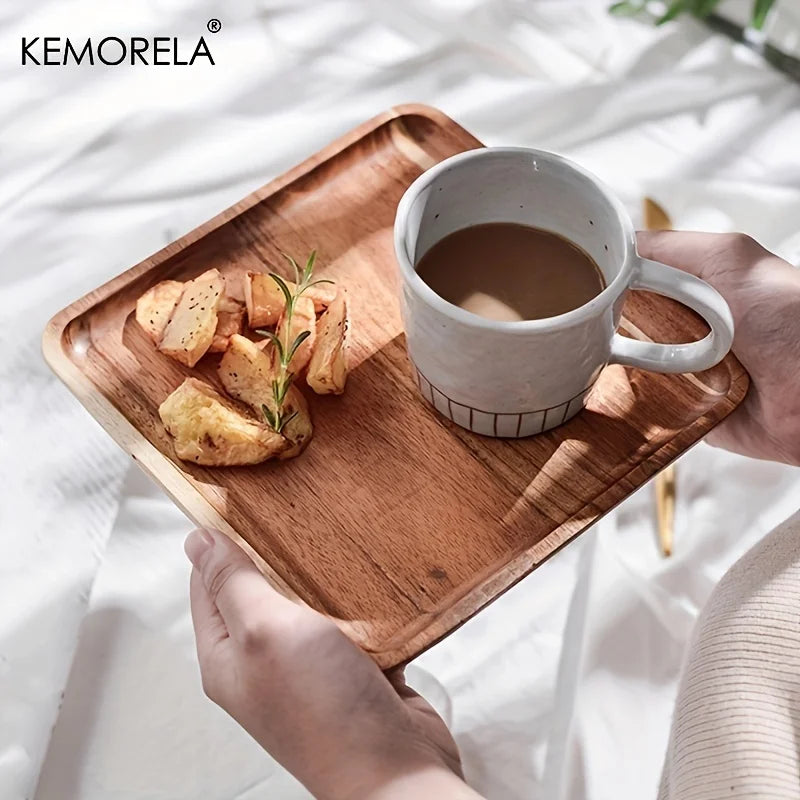 Afralia™ Acacia Wood Coffee Tray | Versatile Food Serving Tray for Desserts and Tea