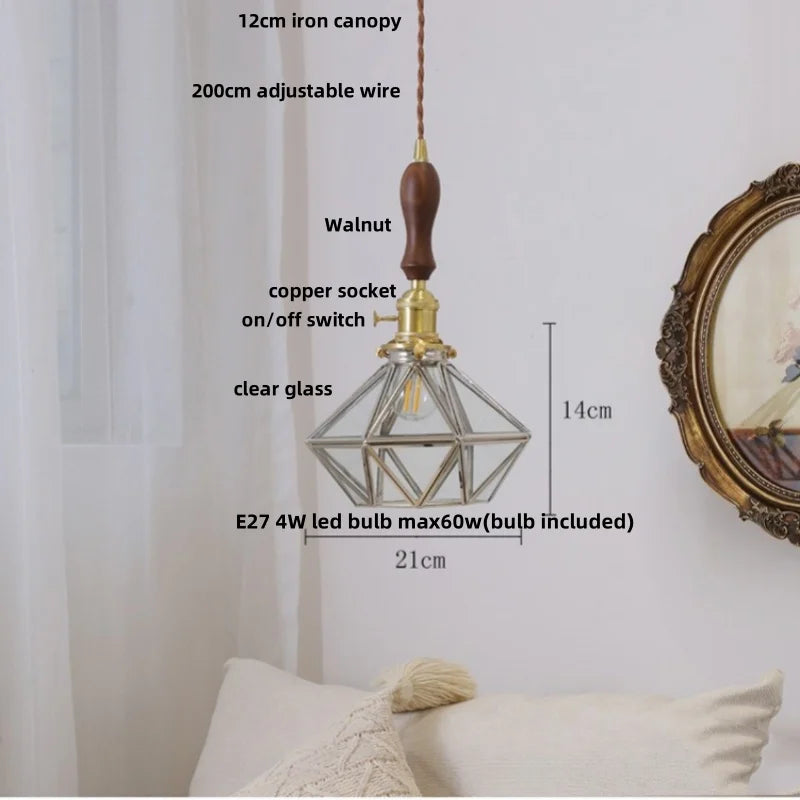 Afralia™ Nordic LED Pendant Light Walnut Wood Dining Room Bar Hang Lamp