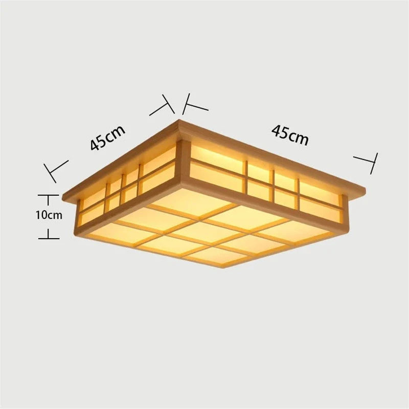 Afralia™ Wooden Square LED Ceiling Lights for Modern Living Room, Kitchen, and Restaurant