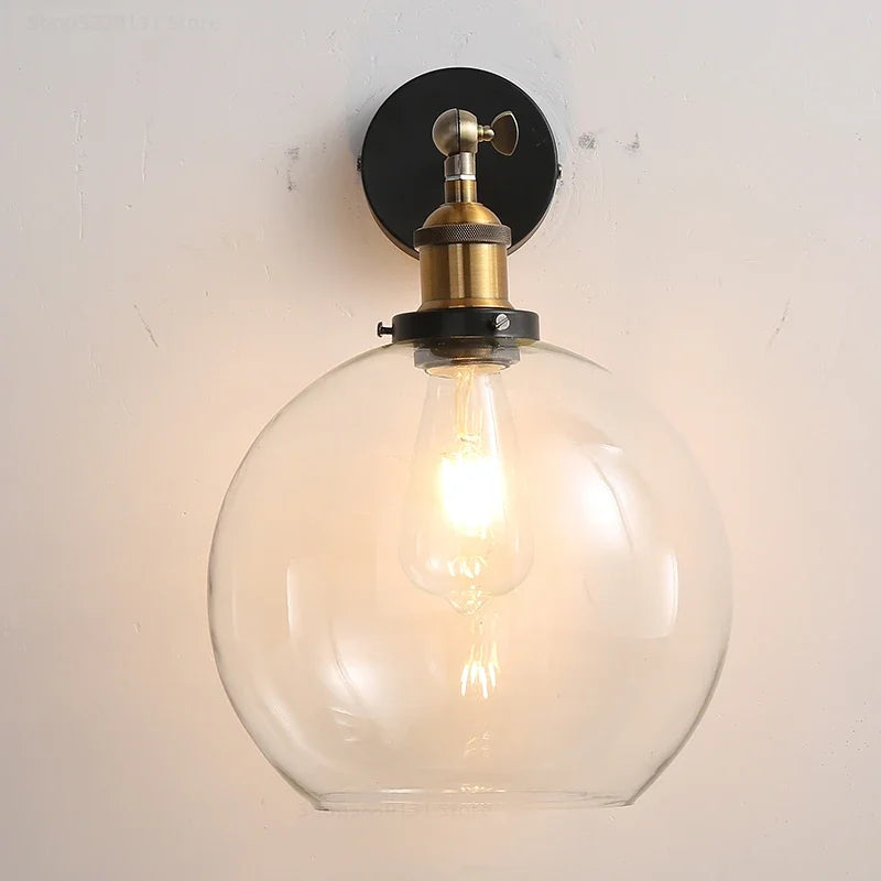 Afralia™ Vintage Metal Glass LED Wall Lamps Retro Industrial Living Room Bedroom Light Fixtures