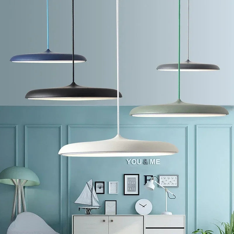 Afralia™ Modern Round UFO Pendant Light for Kitchen Dining Living Room