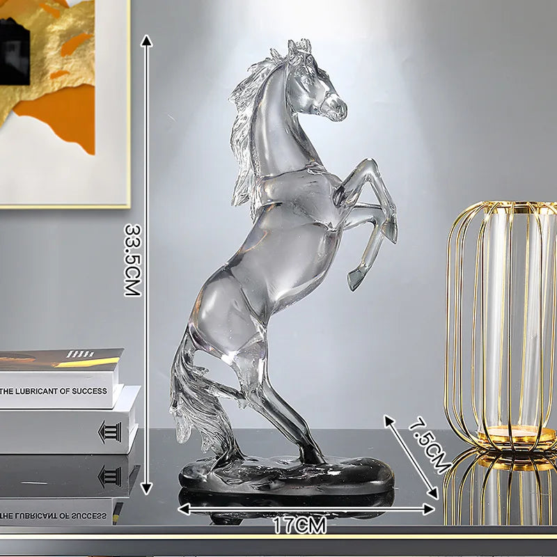 Afralia™ Horse Resin Ornament: Simulation Animal Sculpture, Transparent Colored Decor, Home Figurine