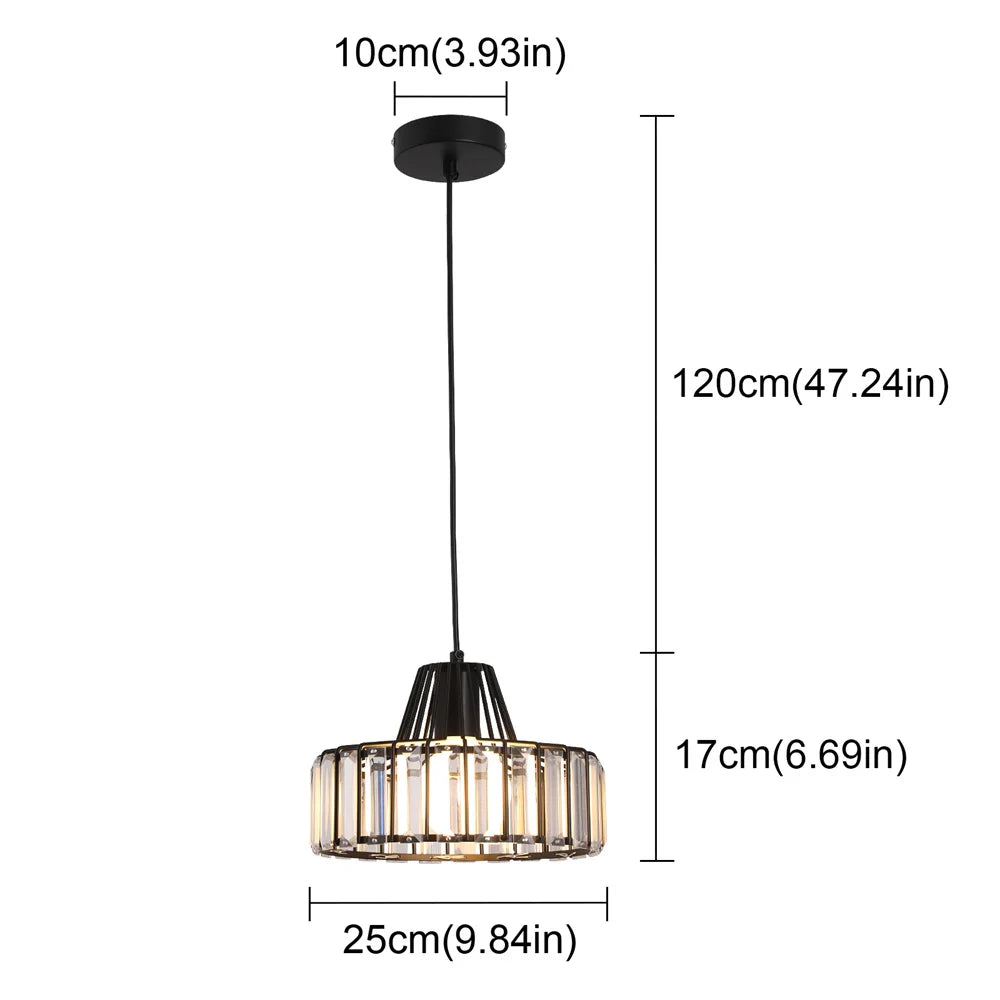 Afralia™ Mini Gold/Black Crystal Pendant Light: Modern Luxury Ceiling Hanging Lamp for Dining Room