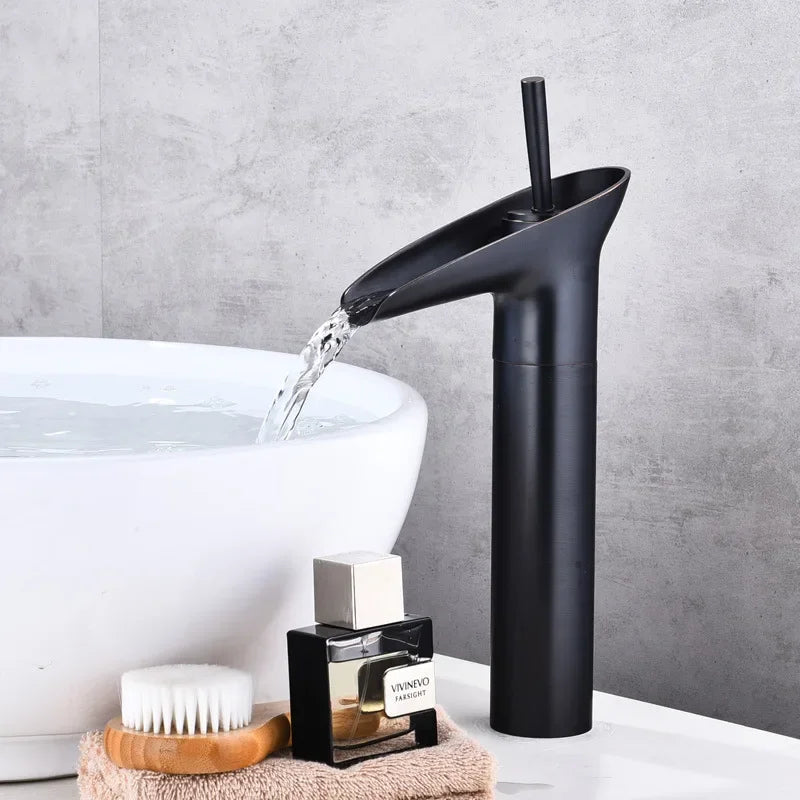 Afralia™ Waterfall Basin Faucet Mixer Hot Cold Tap Single Lever Luxury Design