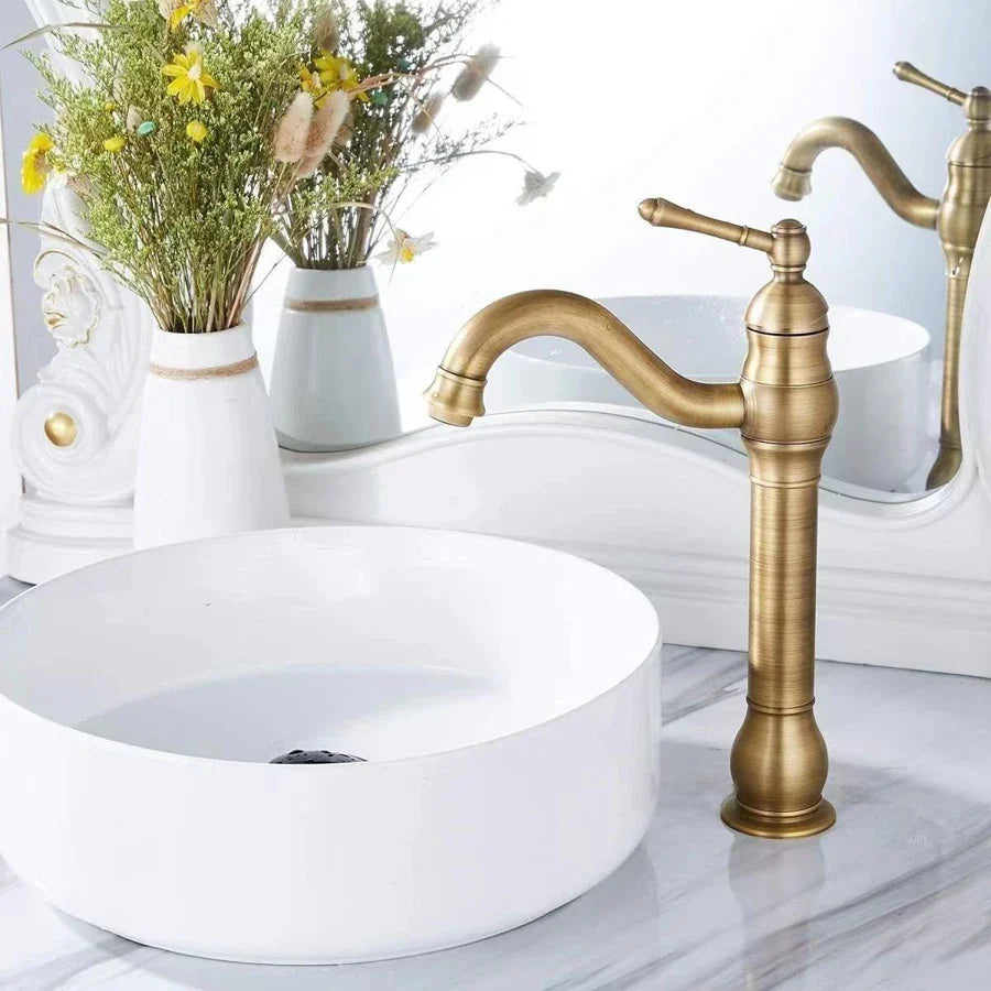 Afralia™ Brass Basin Faucet: Vessel Sink Mixer Tap, Single Hole Bathroom Hot Cold Water.