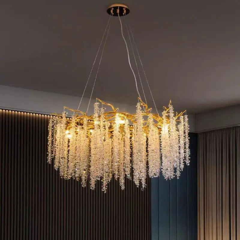 Afralia™ Gold Aluminium Branch Pendant Light Chandelier for Modern Dining Room Decor