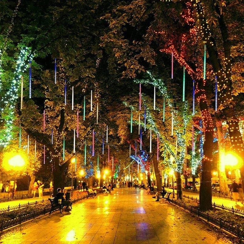 Afralia™ Solar Meteor Shower LED Fairy String Light for Outdoor Christmas Decoration