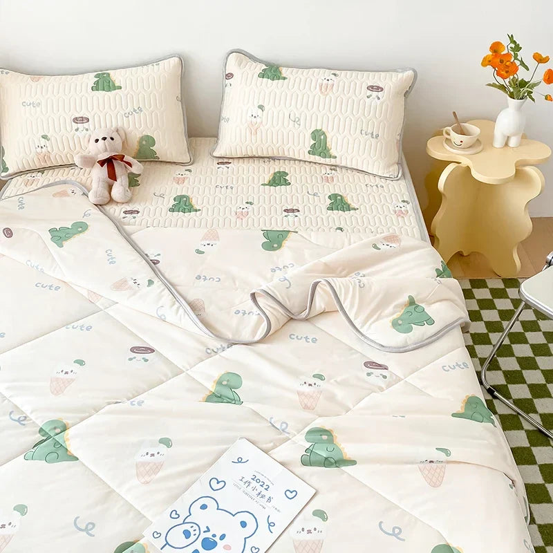 Afralia™ Double-Sided Cool Comforter Set: Ice Silk Duvet, Fitted Sheet, Pillowcase