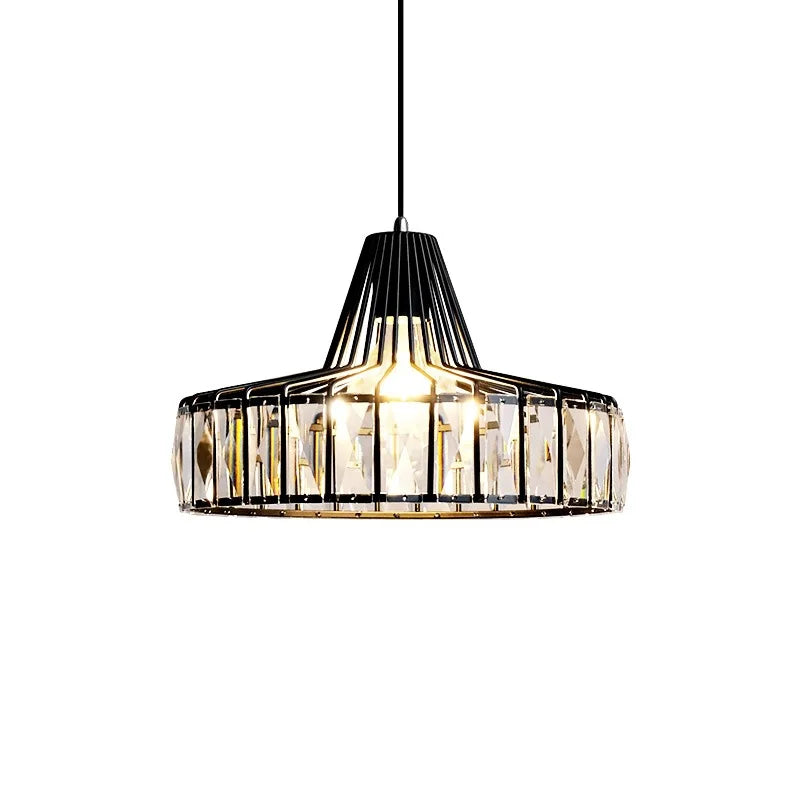 Afralia™ Modern Black Crystal Pendant Chandelier for Kitchen and Dining Room