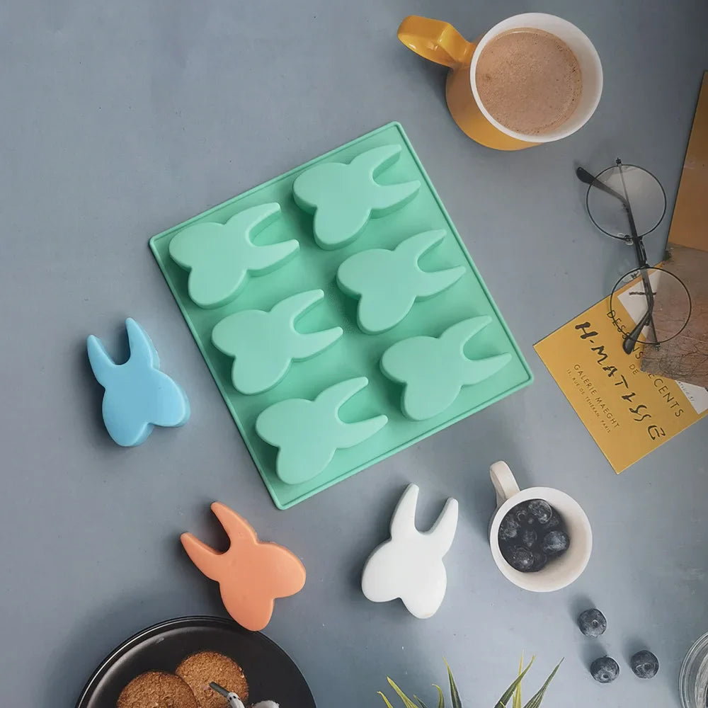 Afralia™ 6 Hole Tooth Silicone Mold - Cake Biscuit Candy Ice Cube Bakeware