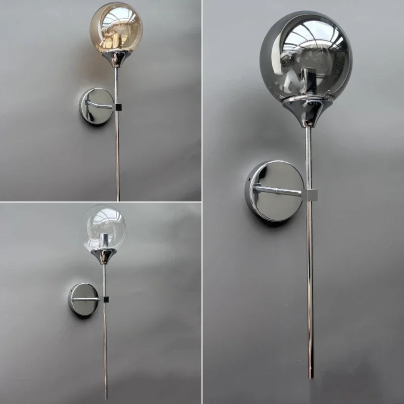 Afralia™ Golden Round Glass Wall Sconce: Modern Nordic Lighting Fixture for Home Decor