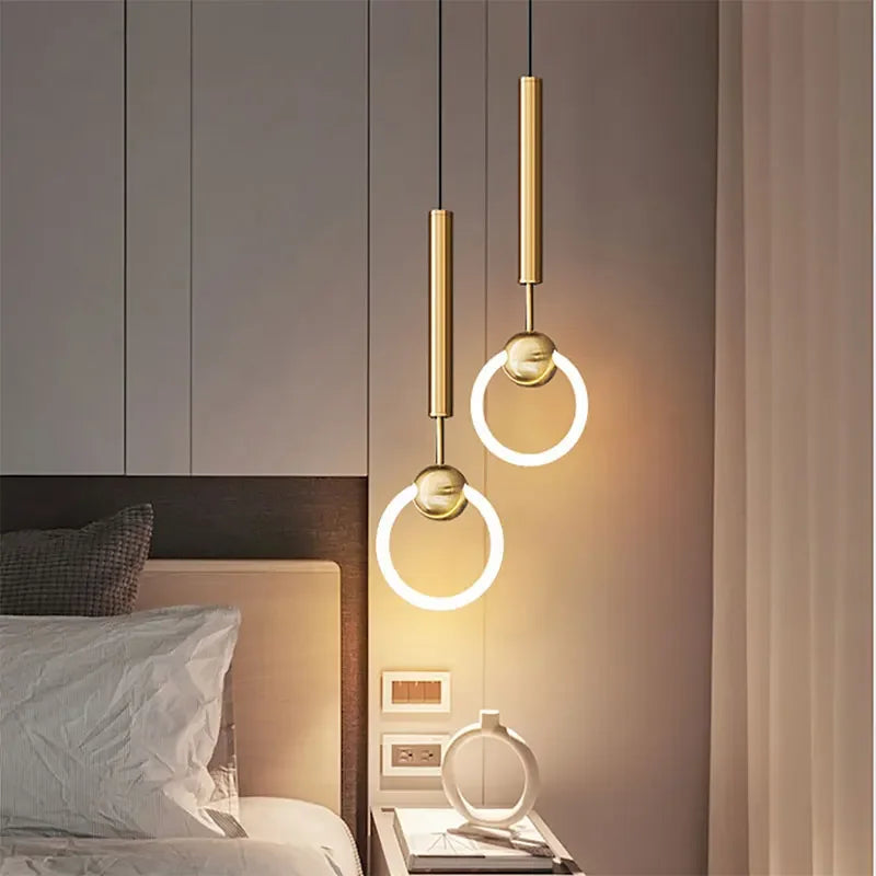 Afralia™ Luxury Nordic LED Pendant Light Chandelier - Black Gold Elegance