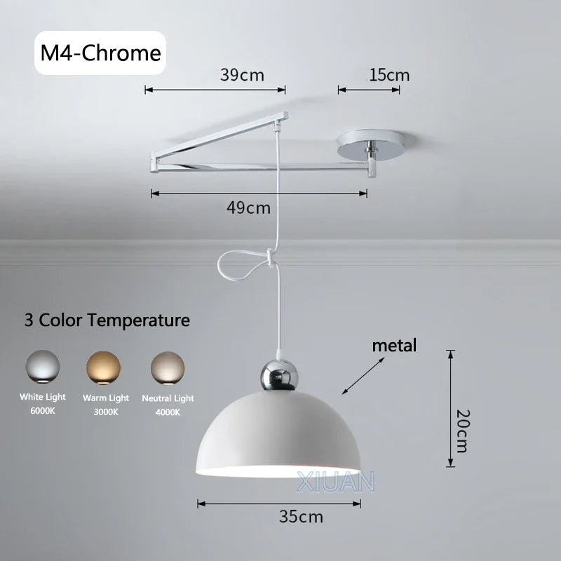 Afralia™ Modern Swing Arm Pendant Lamps PE Metal Sconces Dining Hanging Light
