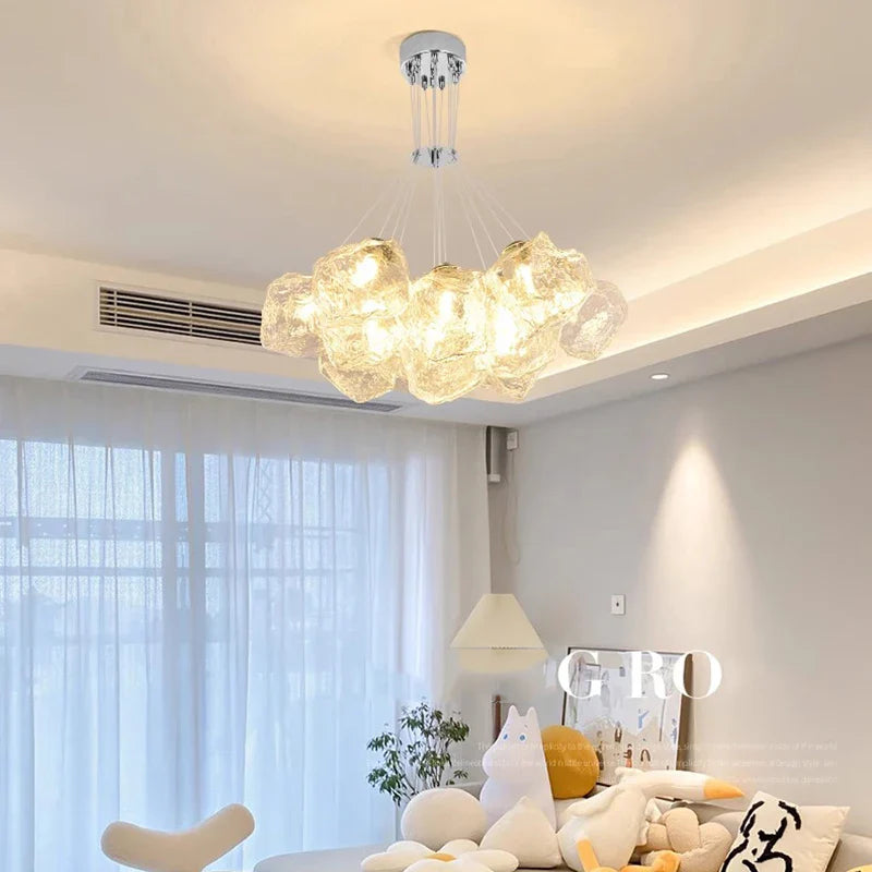 Afralia™ Iced Crystal Chandeliers: Nordic Milan LED Hanging Lights for Living Room