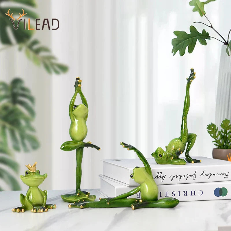 Afralia™ Yoga Frog Figurine: Garden & Home Decor Craft - Vilead Resin Animal Ornament