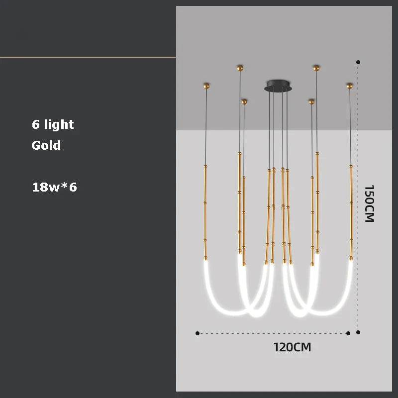 Afralia™ Art Deco Gold Black LED Designer Pendant Light for Dinning Room