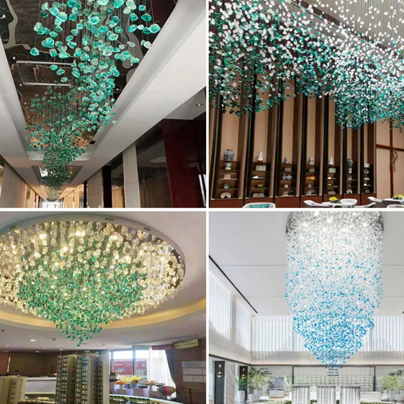 Afralia™ Modern Luxury Glass Stone Chandelier for Living Room LED Pendant Light
