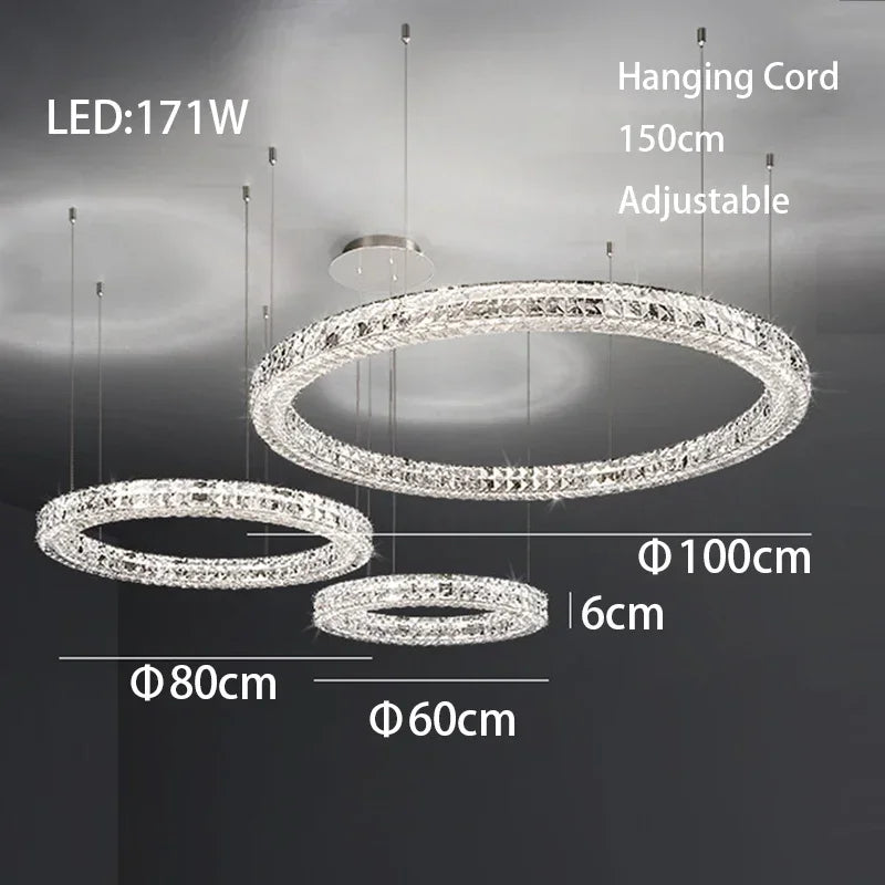 Afralia™ Modern Crystal Chandelier Chrome Golden Round Pendant Lights