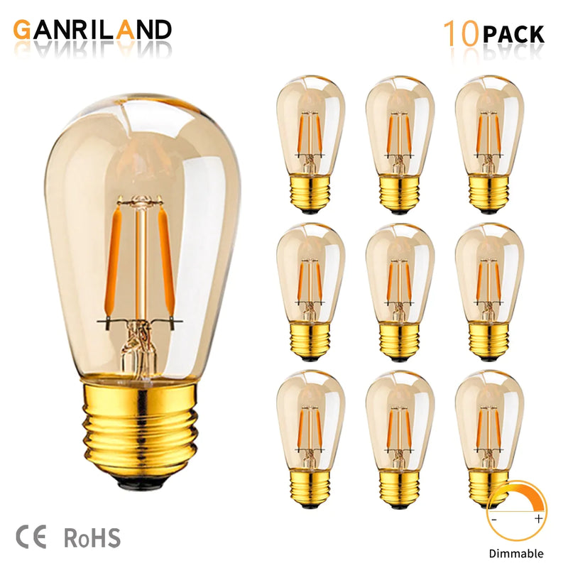 Afralia™ 1W Dimmable E27 LED Edison Bulb ST45 Amber Glass 10-Pack