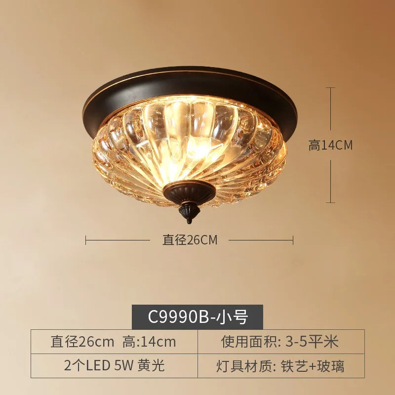 Afralia™ Modern Round Glass Ceiling Light LED E27 Gold/Black for Bedroom Cafe