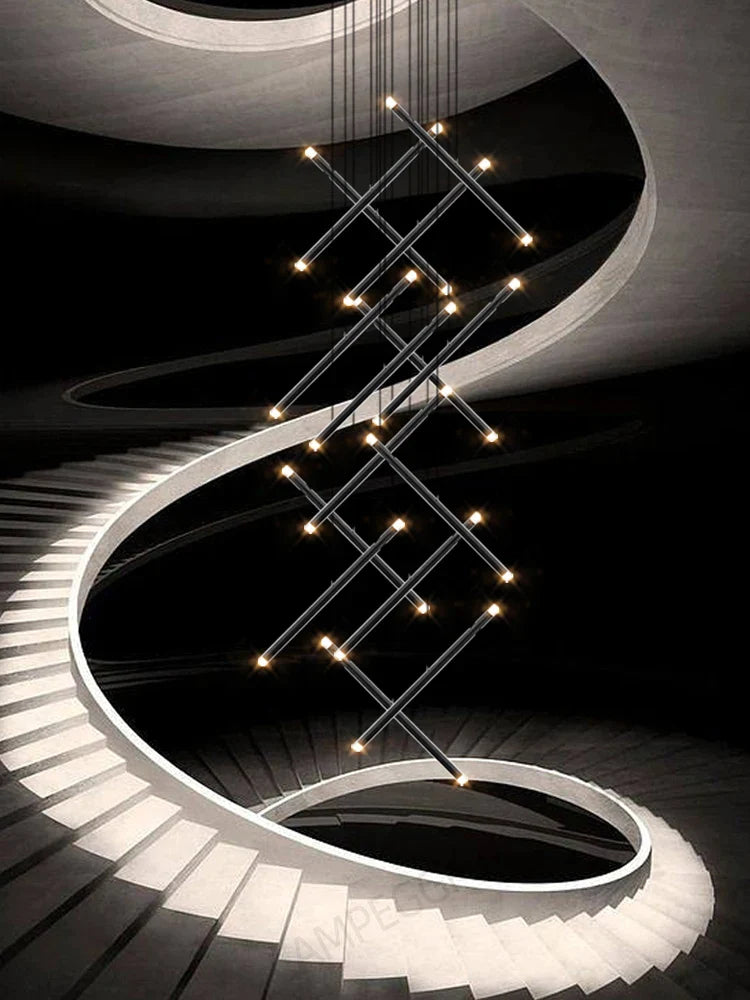 Afralia™ LED Staircase Pendant Chandelier, Modern Nordic Restaurant Hanging Light