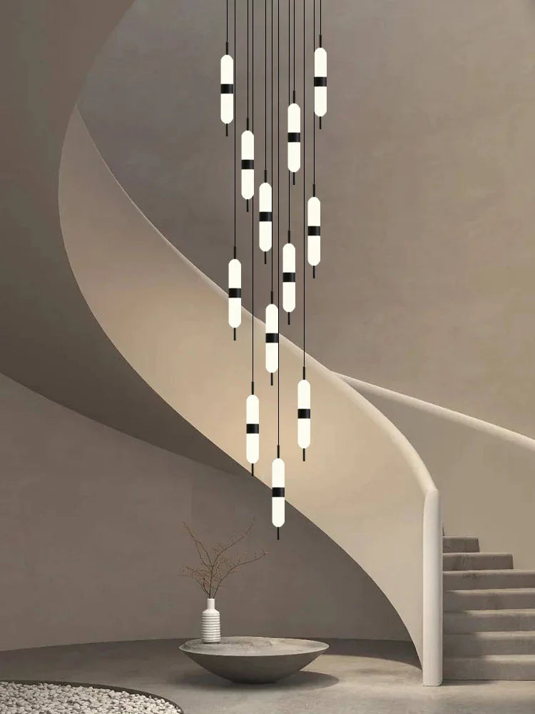 Afralia™ LED Staircase Chandelier Ceiling Living Room Lighting Decoration