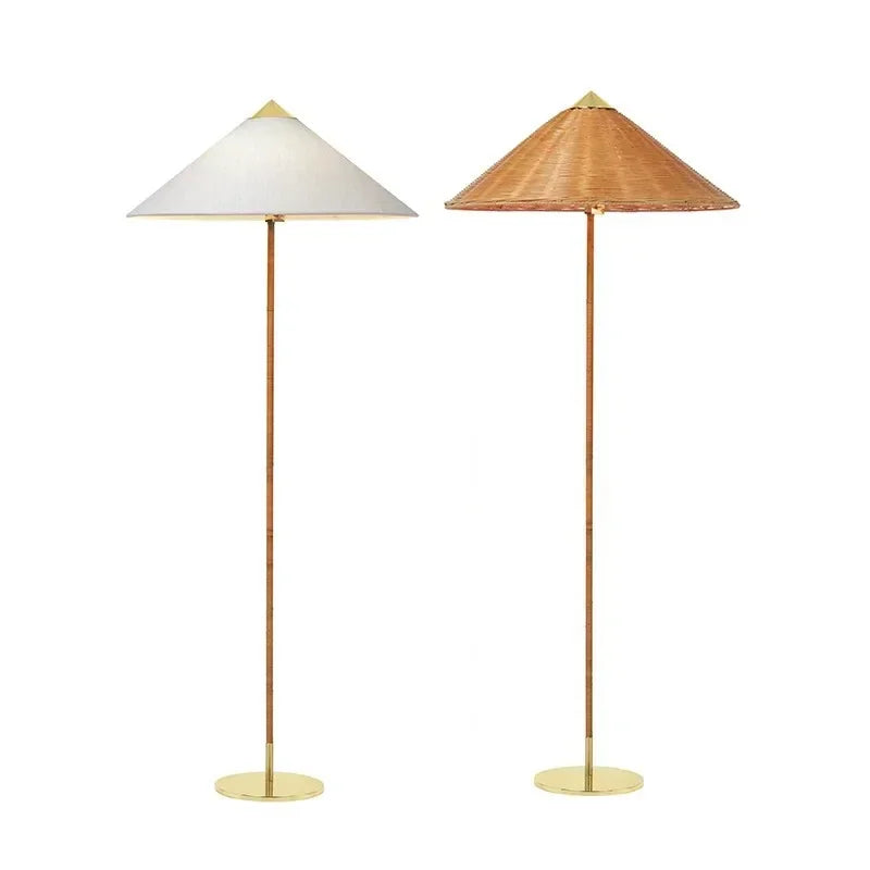 Afralia™ Gubi Rattan Shade Floor Lamp Vintage Stand Light Nordic Style